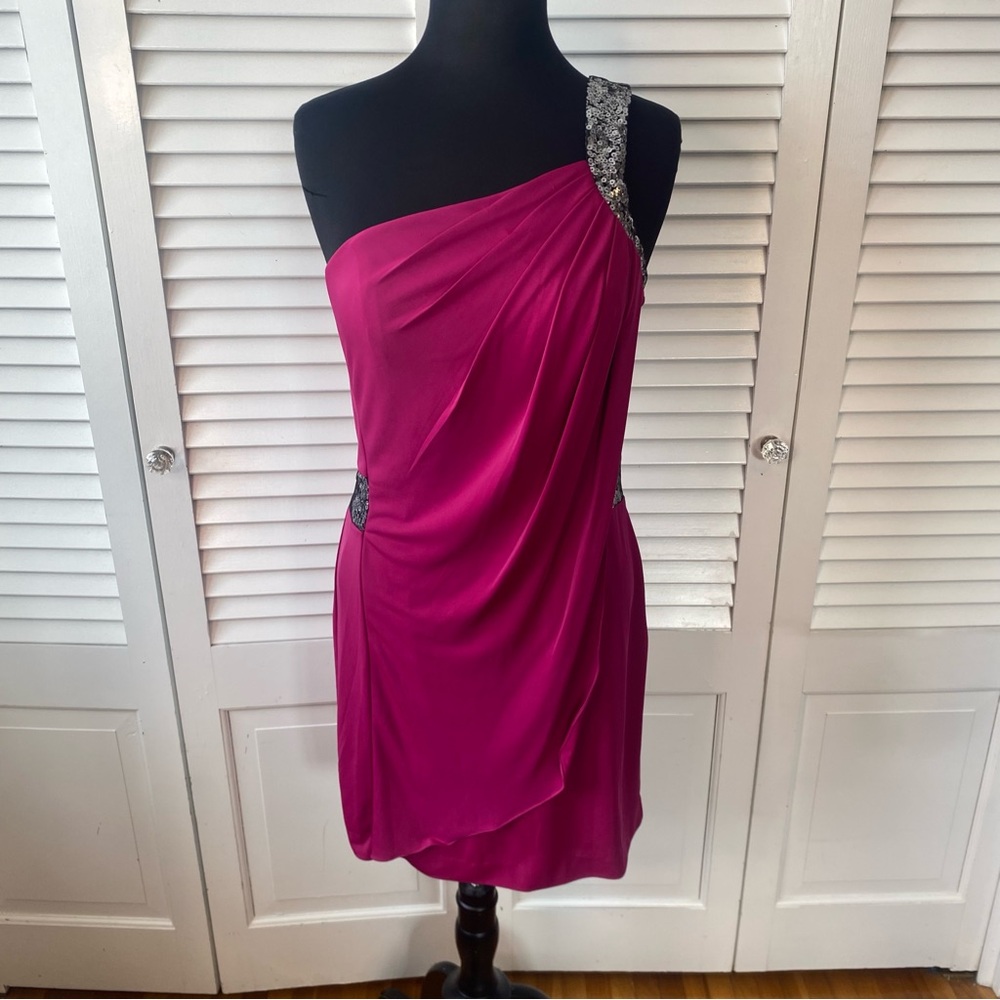Faviana Glamour | NWT Magenta and Silver Sequin Cocktail Dress | Size 6